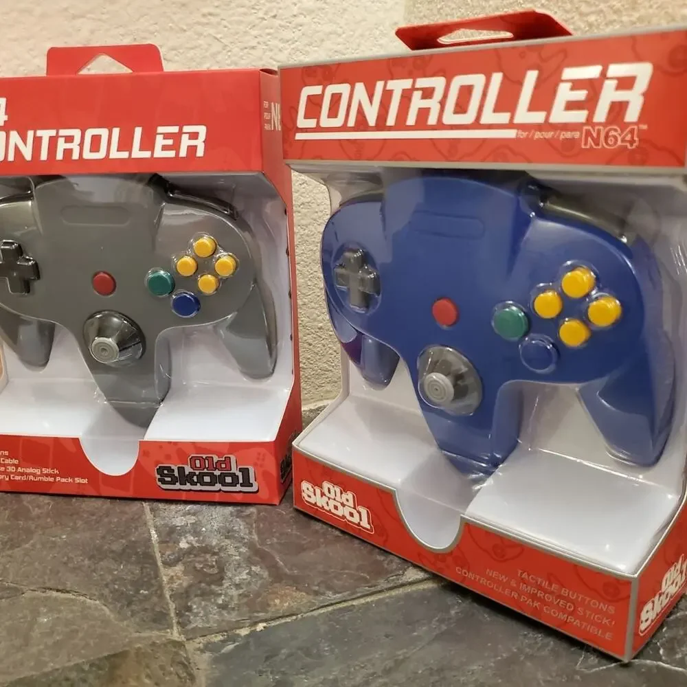 2 N64 Controllers - Grey & Blue (NEW) - Nintendo64 - Old Skool